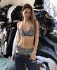 Spicy Girl Sexy Denim Bikini Beach Set: Halter Split Swimsuit