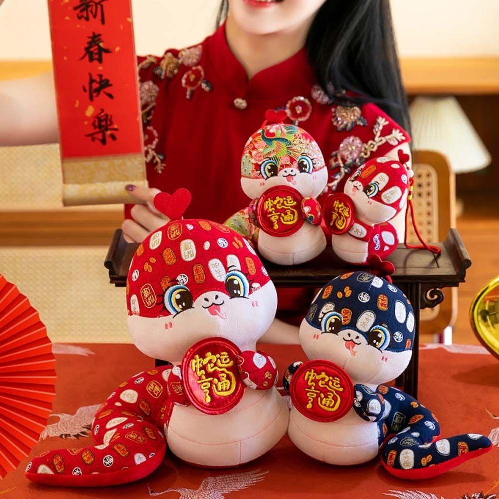 Stuffed Snake Year Mascot Toy Cute Lucky Snake Doll Plushies  Birthday Gifts