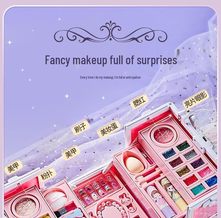 Set de Machiaj de Prințesă pentru Copii Netoxic - Cosmetice pentru Copii și Cadou Lac de Unghii