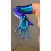 HOLOGRAPHIC Laser NAIL GLOVES Metallic Shiny Blue Touchscreen 70CM Long TECH Thin Elastic Holo Evening Party Glove with Nails