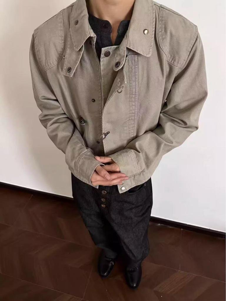 Men's High-End Retro Motorcycle Utility Jacket - Autumn/Winter High Street Vibe Style