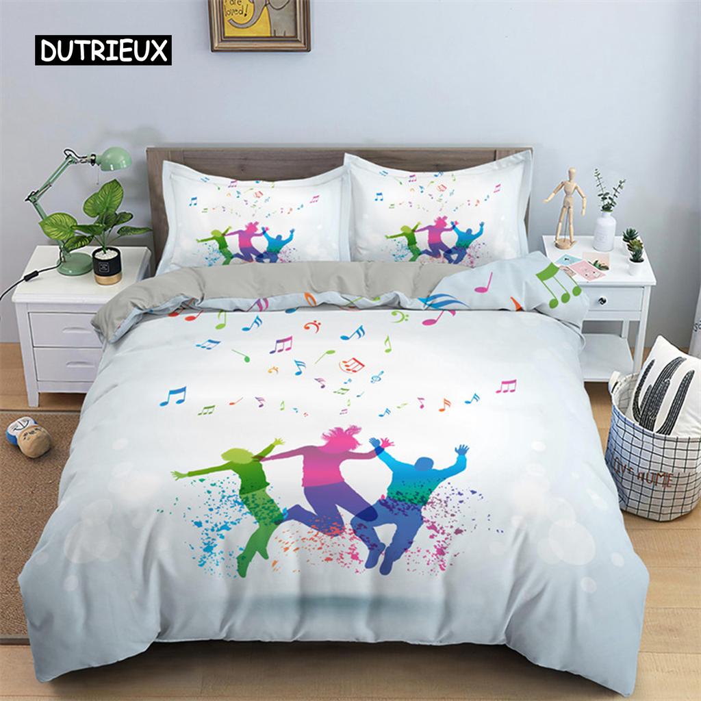Musik Thema Bettbezug Mikrofaser Musiksymbole Bettdeckenbezug Geigen Klavier Muster Bettwäsche Set Twin King Single Queen Größe