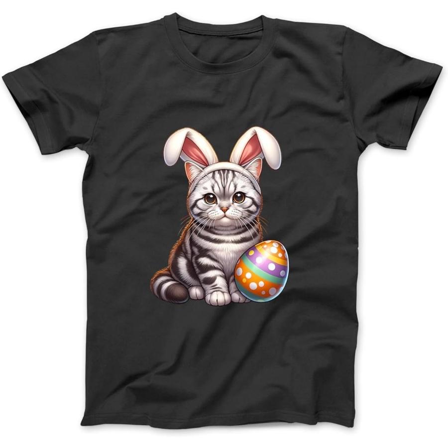 

American Shorthair Cats Easter 2025 Pets Pet Bunny Rabbits Long Sleeve, T-Shirt, Sweatshirt, Hoodie for Men Women Kids Made in Canada Black XXXXXL різнокольоровий