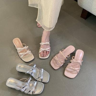 Mode Damen Pantoletten mit niedrigem Absatz Komfort Strandurlaub Niedrigabsatz-Sandalen Sommer Casual Kleid Streetstyle Schuhe