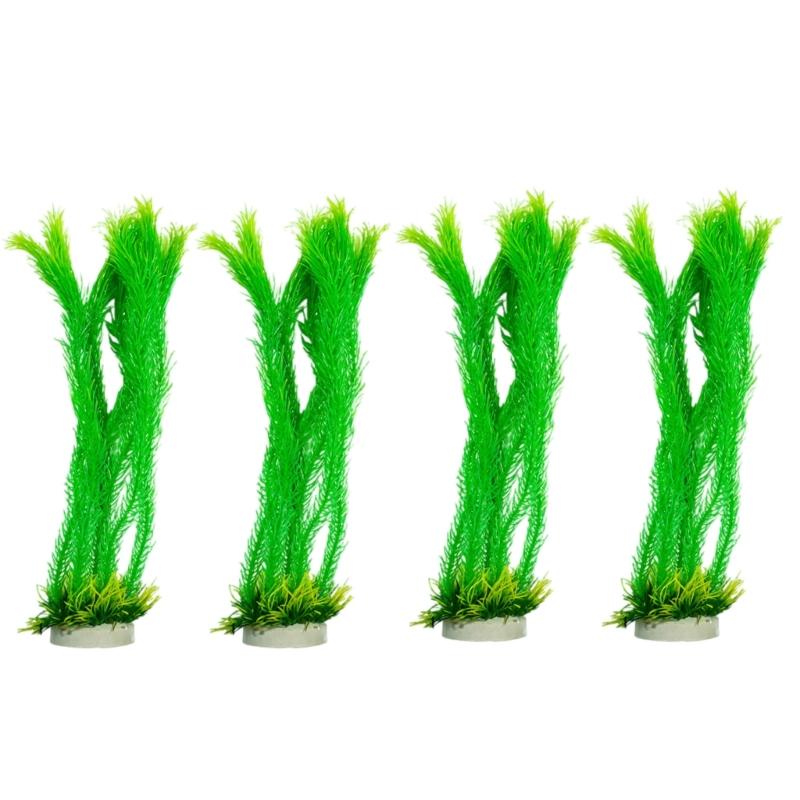 4PCS Realistic Plant Fishtanks Decoration Artificial Water Plant with Base for Office Commercial Aquariums Landscaping