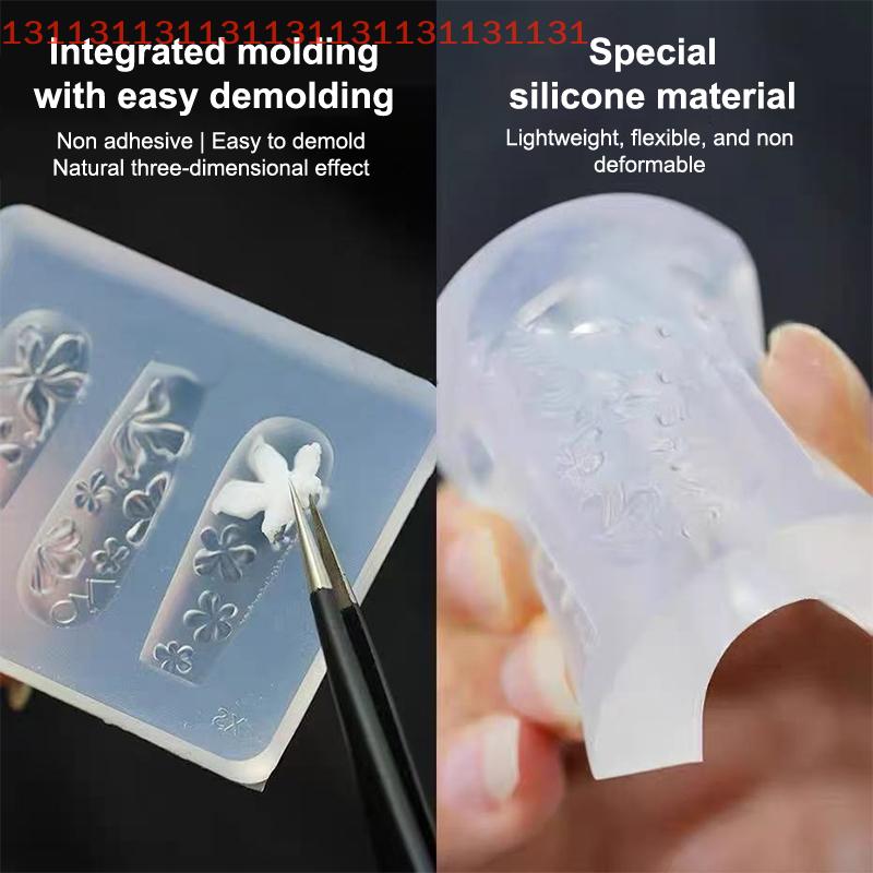 Clear Nail Carving Tool, 1/3Pcs Silicone 3D Mold, Lily & Hibiscus Flower Pattern, Hawaii Style Nail Art