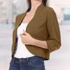 Mulheres Blazer Casaco Curto Cardigan Ponto Aberto Cor Sólida Solta Primavera Outono Jaqueta Manga Três Quartos Suave OL Estilo Commute Jaqueta Feminina