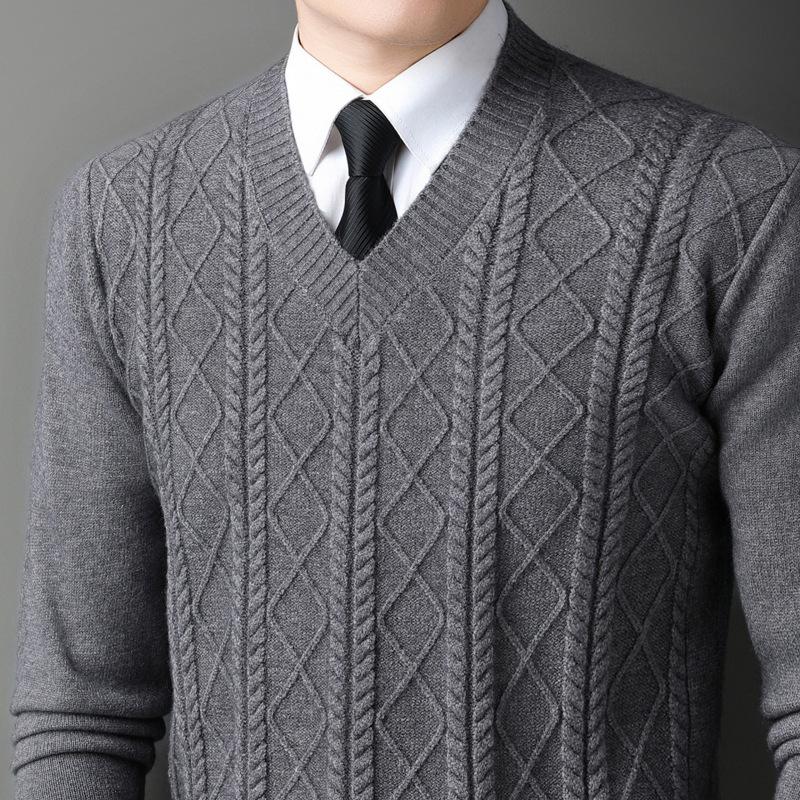 Men's Winter Thick V-Neck Knitwear: Warm, Comfortable, Stylish