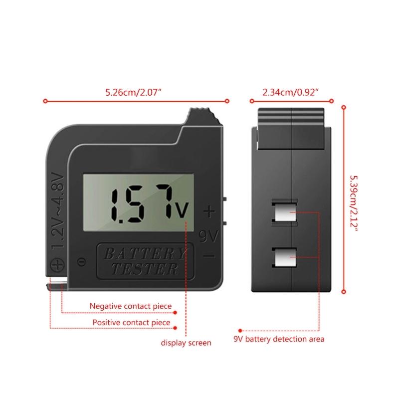 Digitální tester baterií Kontrola baterie Kontrola malého napětí pro 9V / 1,5V baterii