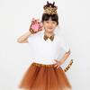 1/3/4/5 Kids Girls Giraffe Ears Headband Bowtie Tutu Skirt Giraffe Tail Animal Giraffe Costume Set for Halloween Cosplay Party