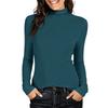 Women's Fashionable Casual Long-Sleeved Knit Top, High-Neck Solid Color, Semi-High Neck,Slim Fit, Stretchy Top.