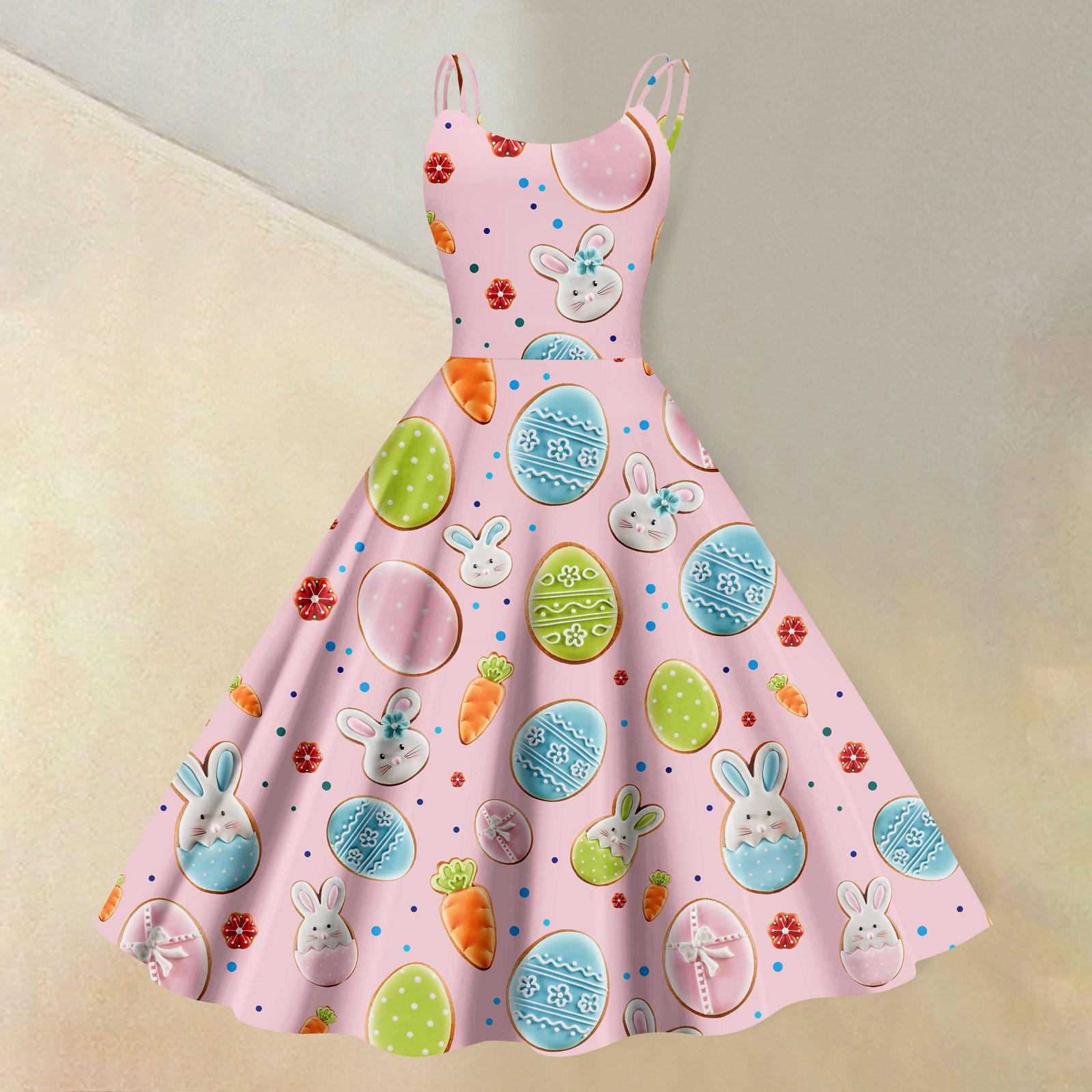 

Жіноча повсякденна модна сексуальна ретро-спідниця з відкритими плечима з квітковим принтом XL рожевий