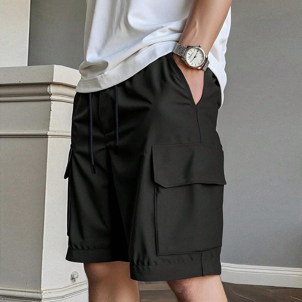Men's Sports Shorts - Soft And Comfortable, With Elastic Waistband And Drawstring At The Waist.