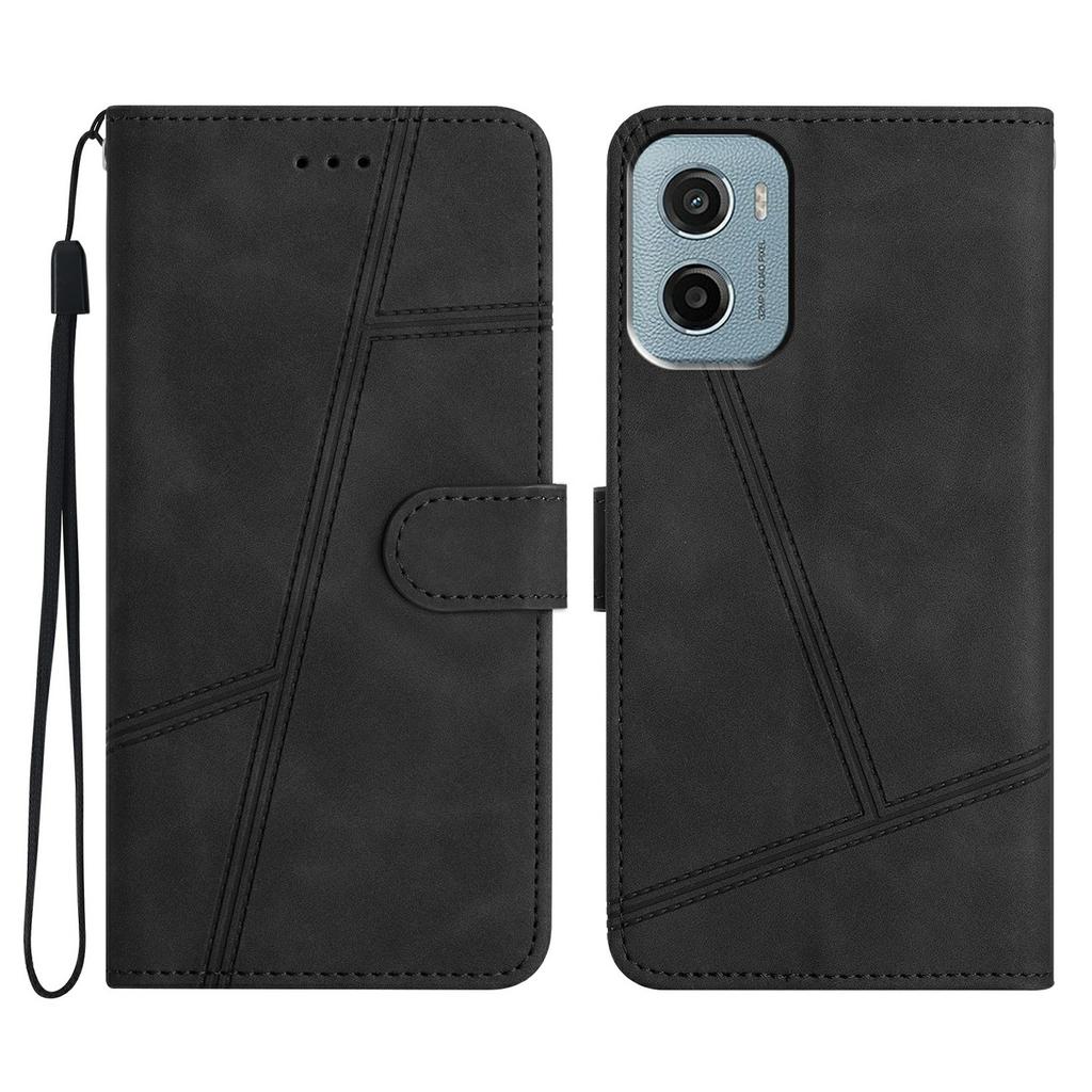 For Motorola Moto E15 4G/G05 4G Case Flip Leather Retro Phone Cover Lines Imprinted