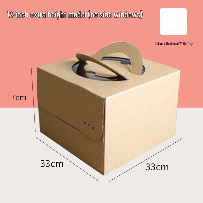 Tall Kraft Paper Cheesecake Box with Window - Available in 4/6/8/10 inch for Mille-feuille and Baking Takeaway.