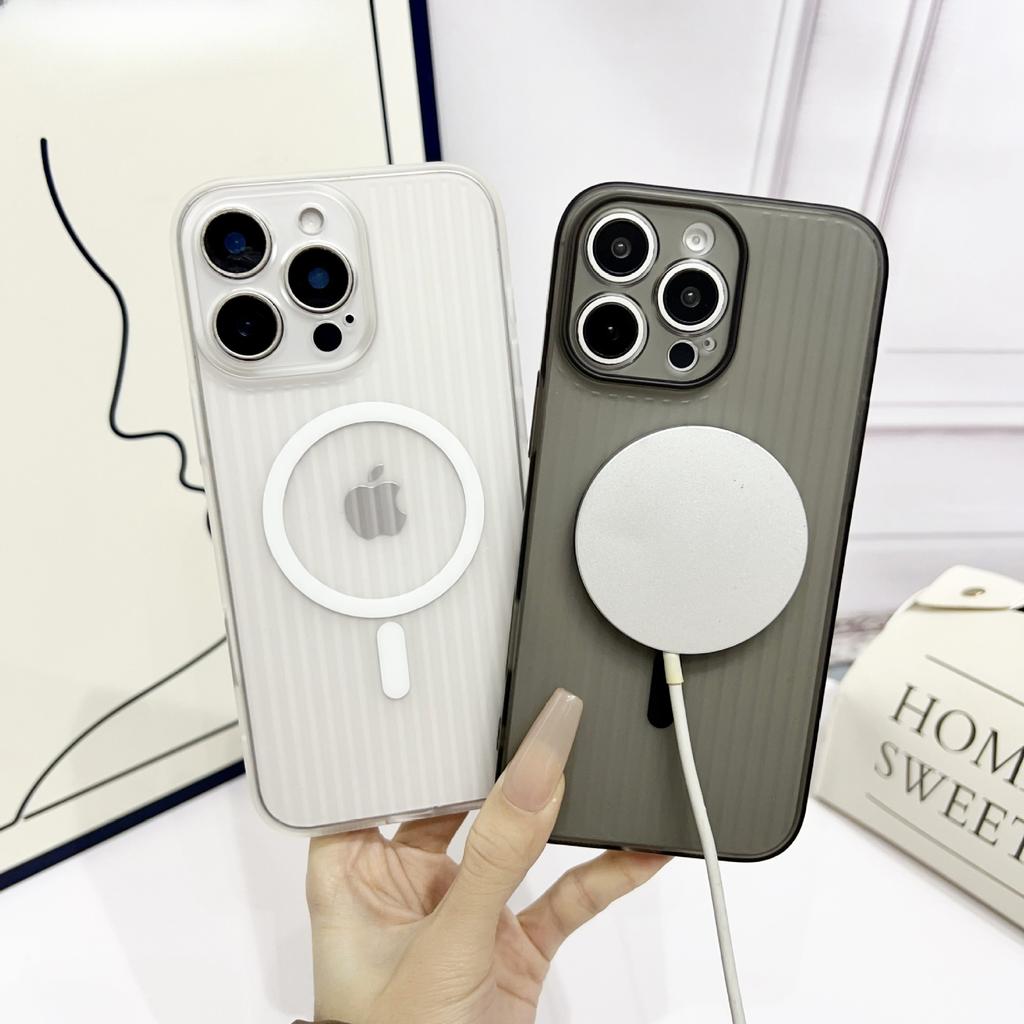Suitcase Suitable for Apple 16 Mobile Phone Case Corrugated Matte Magnetic Suction IPhone 15 Transparent Sperm Hole PC Protective Case 12