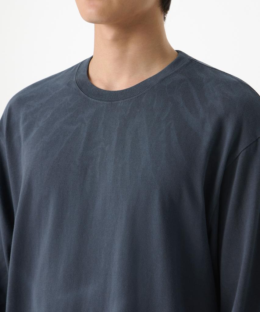 MUSINSA STANDARD Bleach Relaxed Rib Cuff Long Sleeve T-Shirt [Dark Blue]