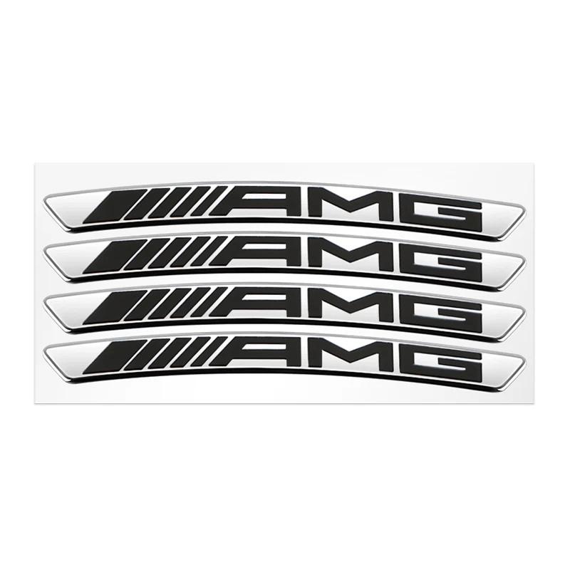 

For Benz Car Styling 4Pcs Aluminum Wheel Rim Sticker Decal Decorative Accessories AMG VIANO GLB GLC W108 W124 W126 W169 W176 GLE