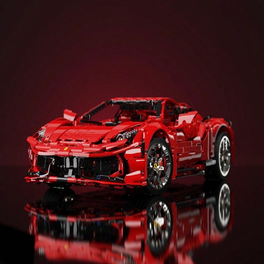 3380PCS Red Supercar Building Blocks Assembled Model Children's Car Assembled Toys Boys Birthday Gift Christmas Gift