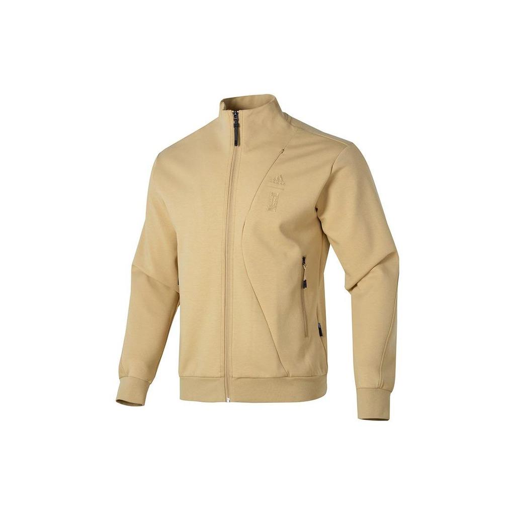 Adidas Solid Color Logo Stand Collar Long Sleeve Jacket Men Jackets Khaki IP4918