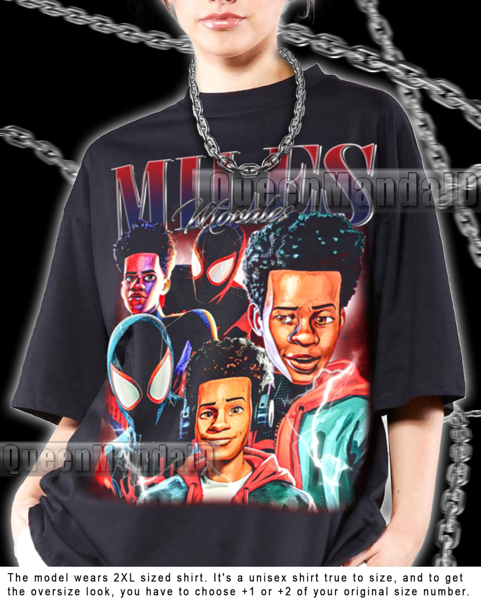 Miles Morales Shirt Spider-Verse 90s Style T-Shirt, Retro Fan Tee PK197 XL