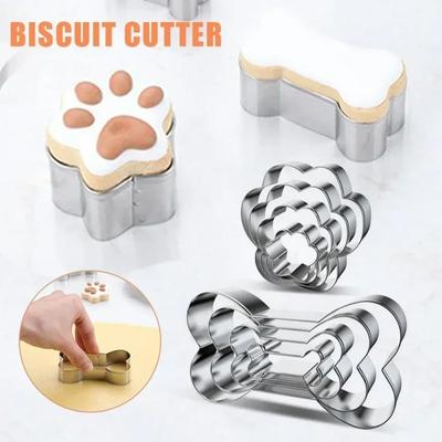 Juego de 4 cortadores de galletas con forma de pata de perro, de acero inoxidable, para hacer tartas, repostería, galletas, utensilios de cocina para hornear.