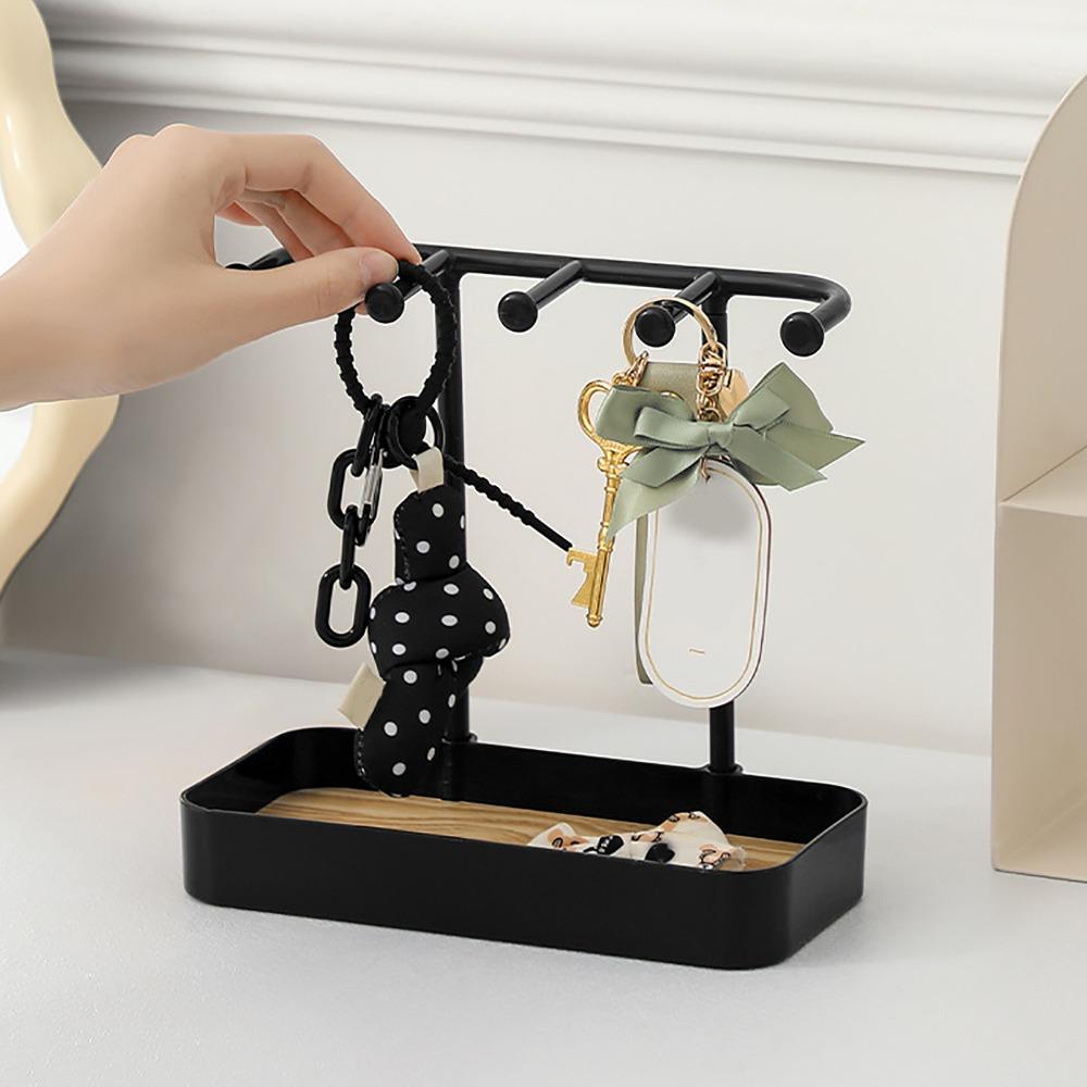 Plastic Jewelry Stand Space Saving Black Jewelry Organizer White Multifunctional Jewelry Display Stand Desktop Use