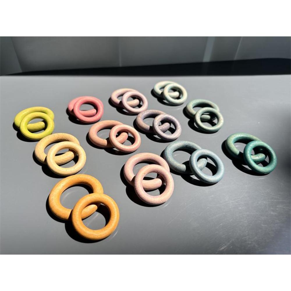 

Kids Large Wood Building Rollers Pastel Blocks Stain Lime Stacking Cylinders Forest Trees Rings Educational Creative Toys