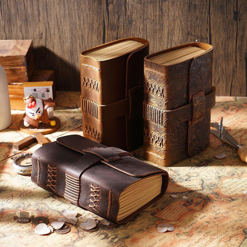 Thick Retro Chinese Style Cowhide Planner Diary Notebook with Cowhide Paper