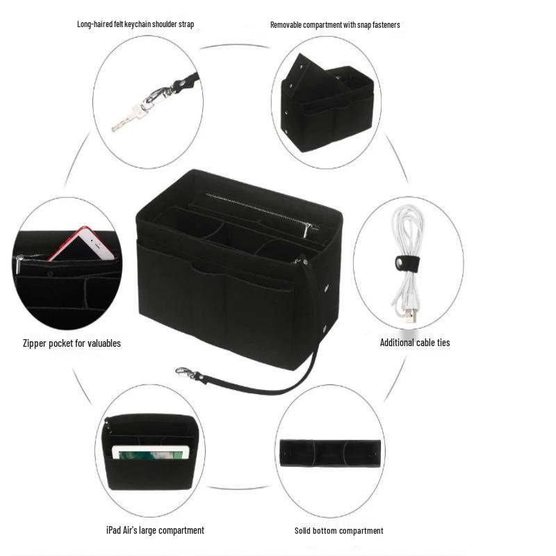 Large Capacity Colorful Felt Makeup Bag Organizer - Foldable & Durable Storage Liner