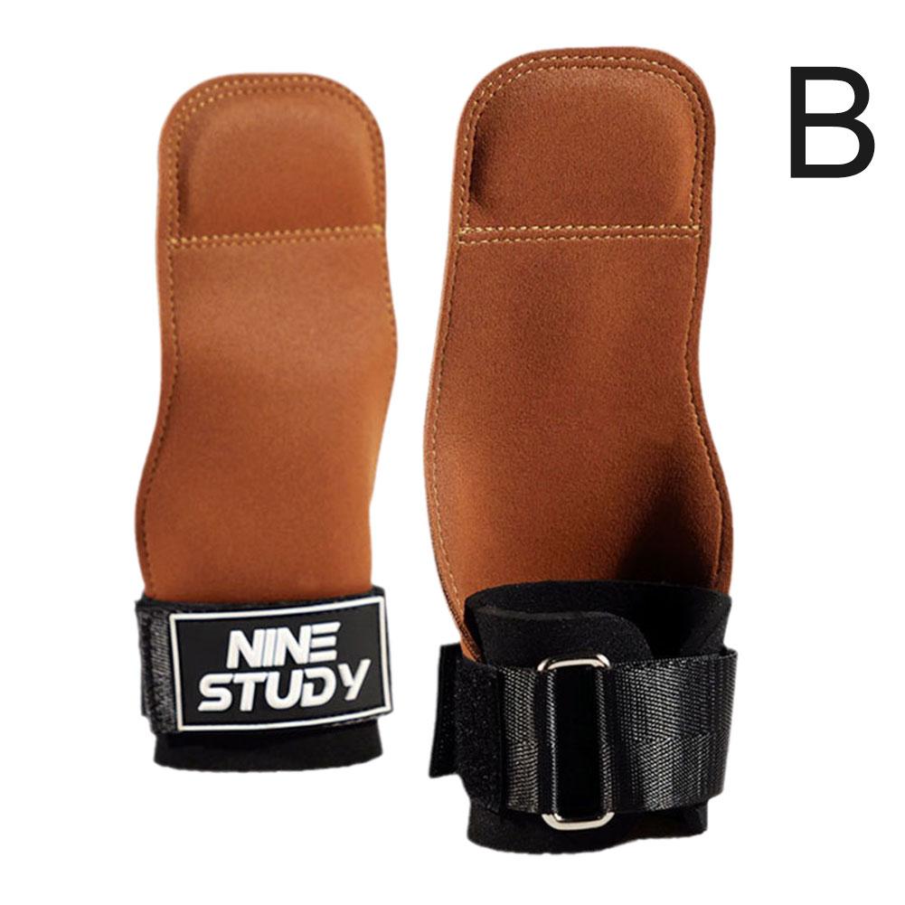 1Pair Deadlift Weightlifting Gloves Cowhide Palm Guards Pull-up Wrist Guards Horizontal Bar Pull-up Back Grip Belt Hand Guards