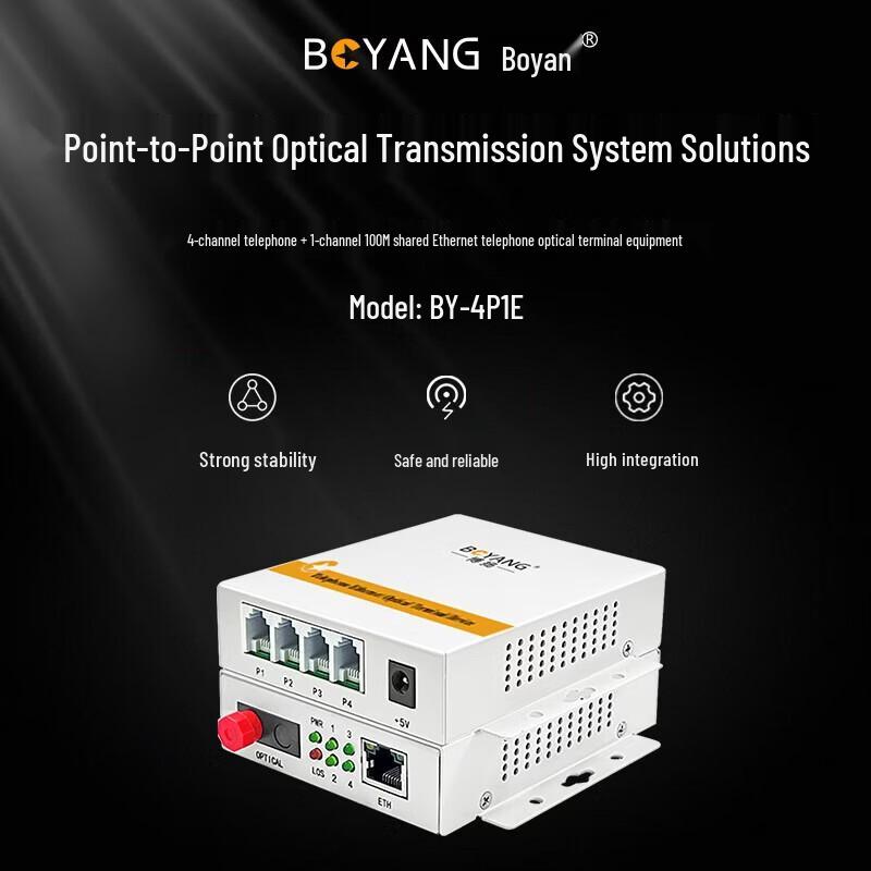 Boyang 4-Port Phone Voice & 1-Port Ethernet Fiber Optic Transceiver