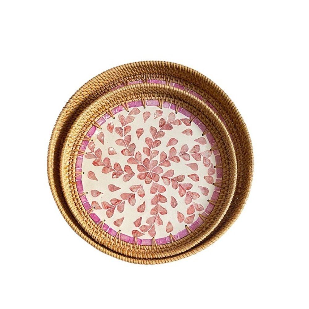 Rattanflechten Rattan Muschelschale Tablett Runde Brotkörbe Tablett Flechten Obstkorb Badezimmer