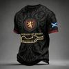 Men's Casual Raglan Sleeve Fashion Top Scottish Football Plaid Pattern Short Sleeve Crew Neck Shirt for Everyday Wear