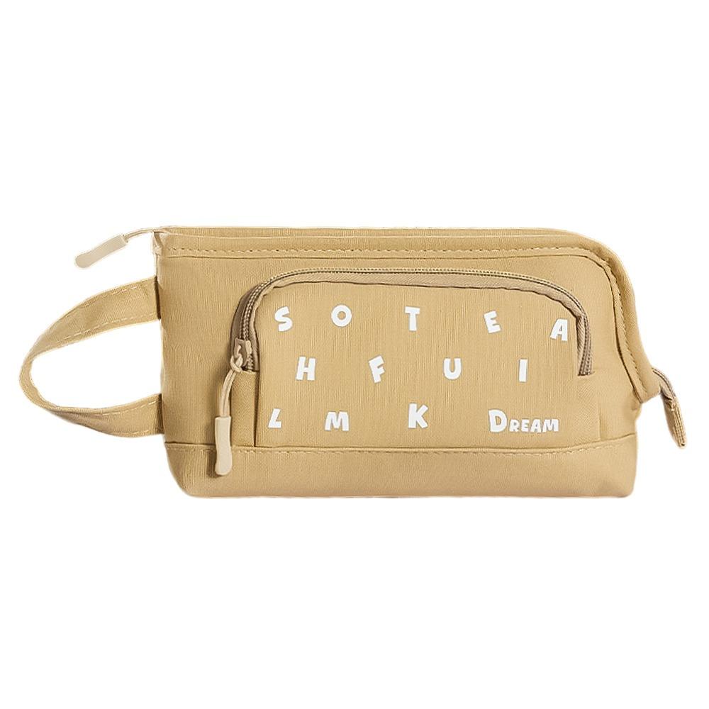 L-shape Large Opening Pen Bag Handheld Stationery Pouch Multi-functional Pencil Case  Students Gift