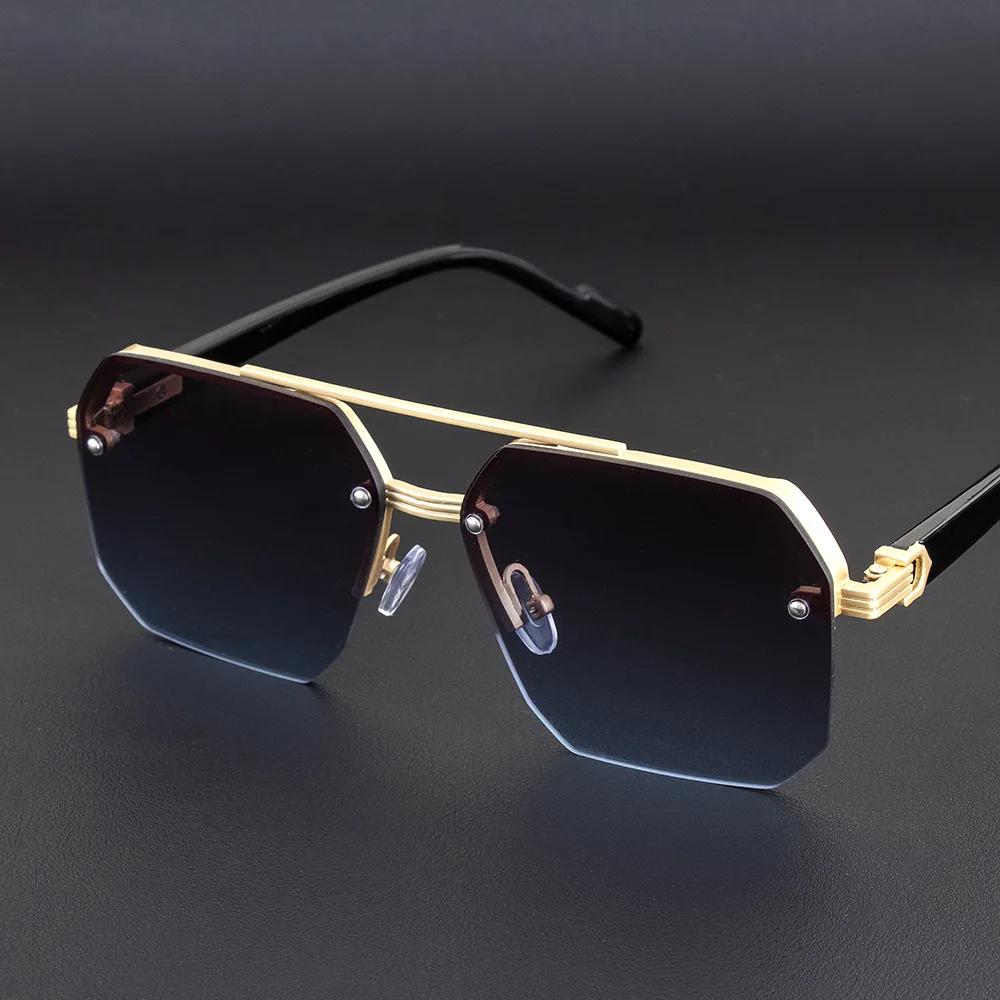 Vintage Square Sunglasses Half Metal Frame UV400 Sun Shades Women Men Trendy Design Sun Glasses Leisure Driving Eyewear
