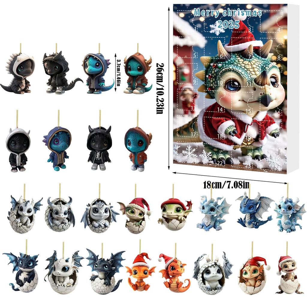 Christmas Countdown Blind Box Mini Acrylic Dragon Baby Hanging Decor For Holiday Gift Giving