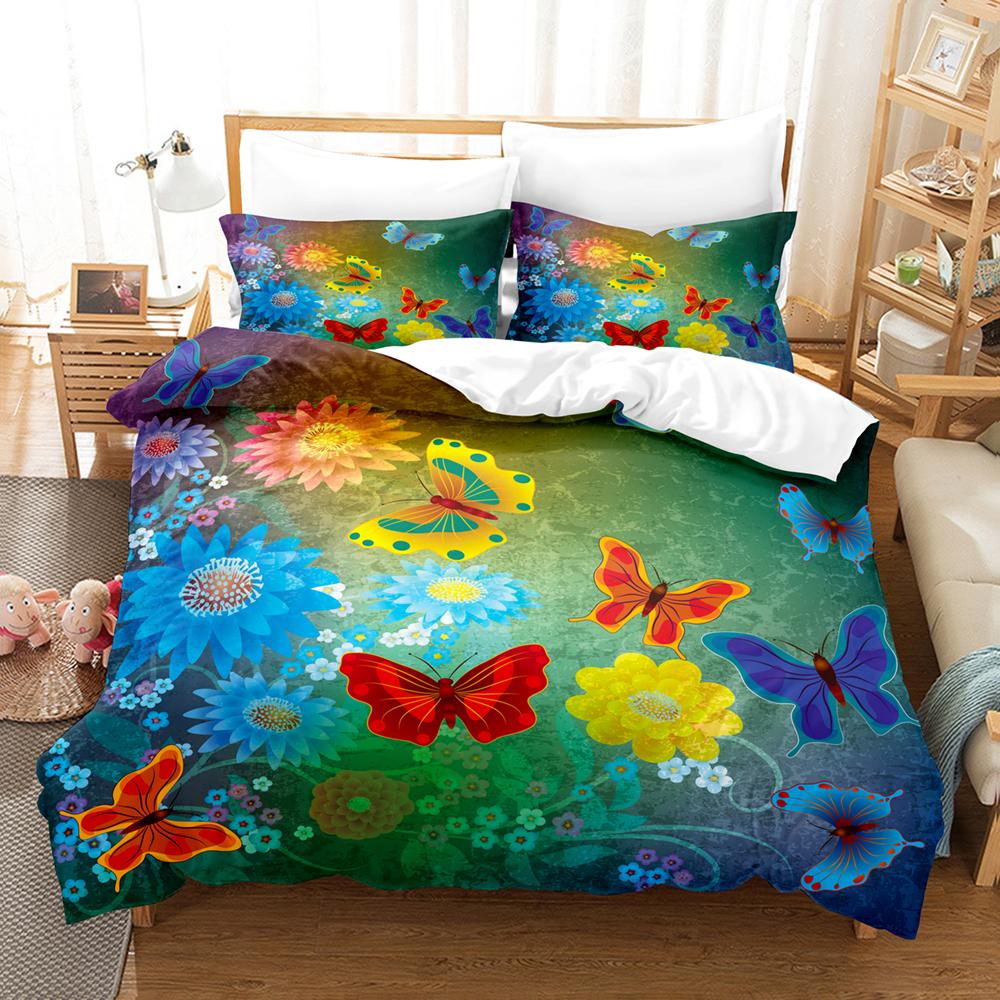 Conjunto de cama Butterfly Strike impresso em 3D, capa de edredom com fronha, cama dupla completa, queen, king