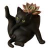 Flower Pot Grooming Cat Shape Planter Pot Stress-Relief Mood Booster Indoor Plant Pot Office Desk Decoration