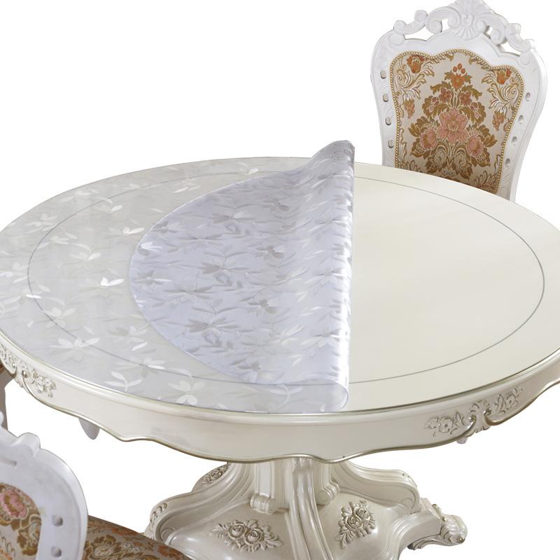 Runder PVC-Tischdecken-Tischdecke Wasserdicht und Ölabweisend Zum Drauflassen Weichglas Runde Tischdecke Tischdecke für Großen Runden Tisch