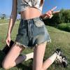 Summer Vintage Wide Leg Jeans Shorts for Women Fashion High Waist Denim Pants Female Blue Elegant Straight Hot Shorts Office Lady 24236