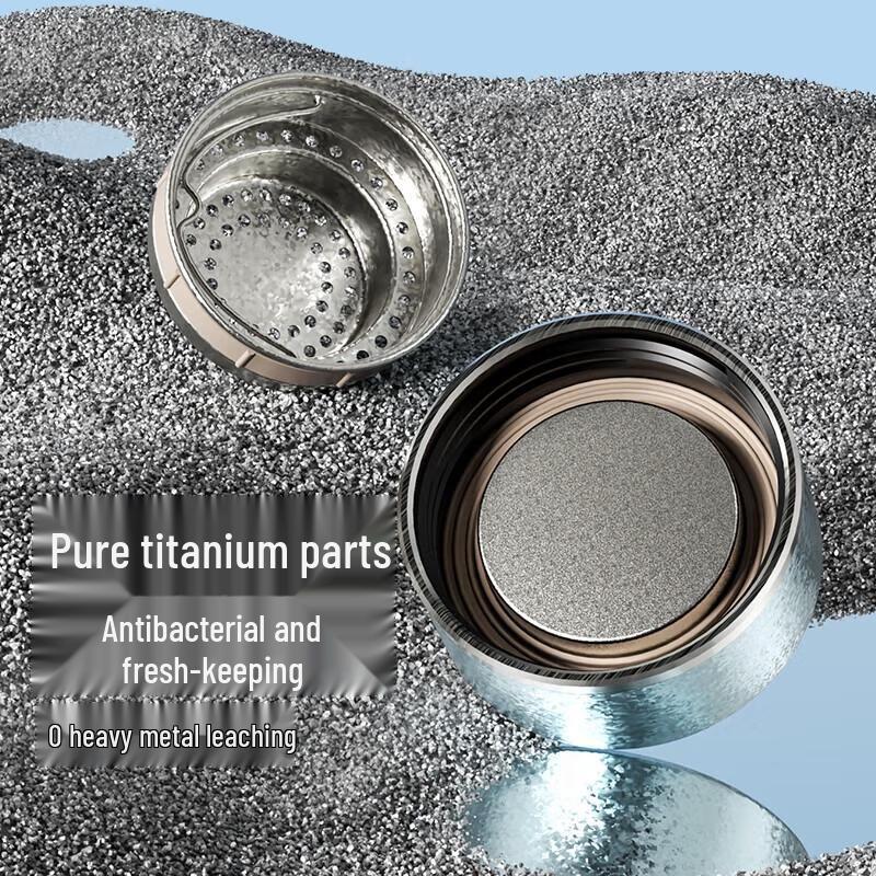 Temake Antibacterial Double-layer Glass Pure Titanium Water Cup
