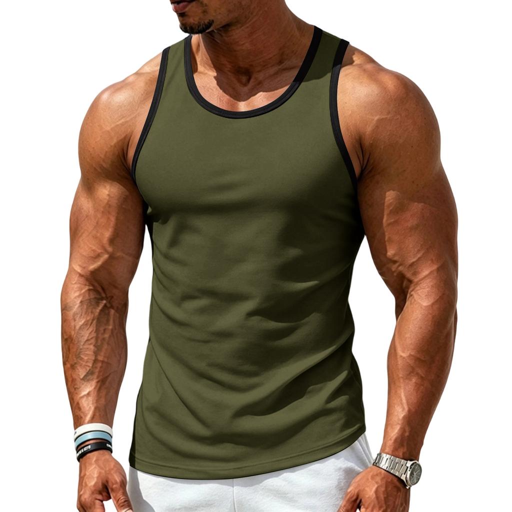 Men's Athletic Tank Top Gym Workout Sleeveless Shirt Moisture Wicking Breathable Stretch Fabric Loose Fit Training Vest
