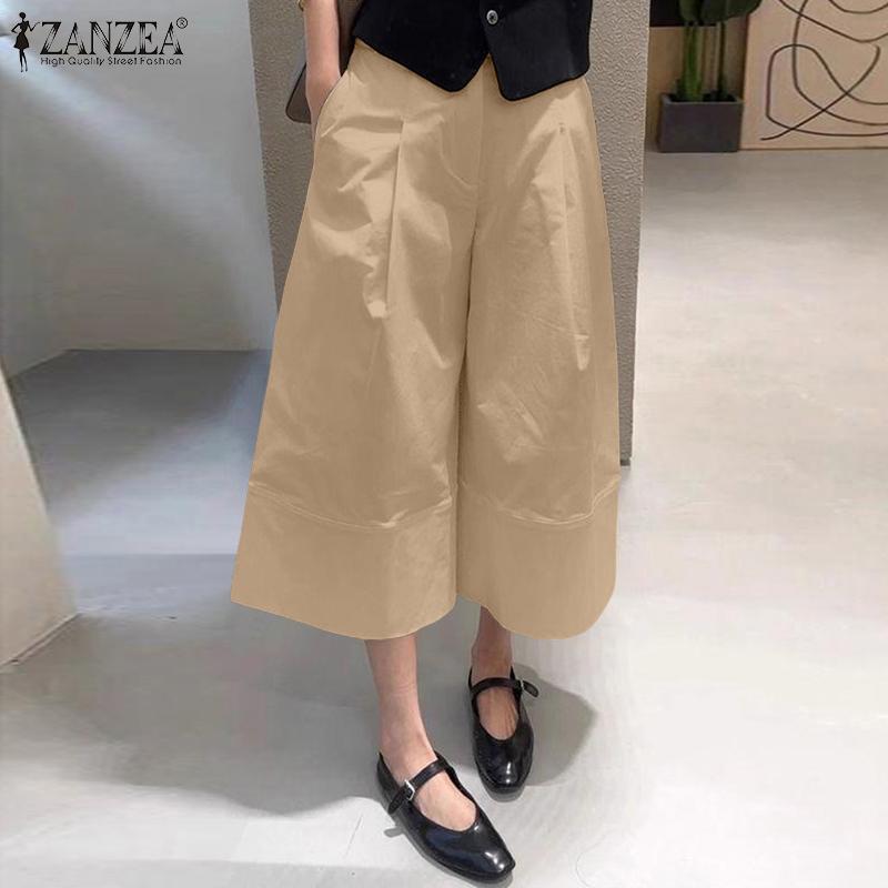 ZANZEA Women Casual Solid Color Loose A-Line Capri Pants