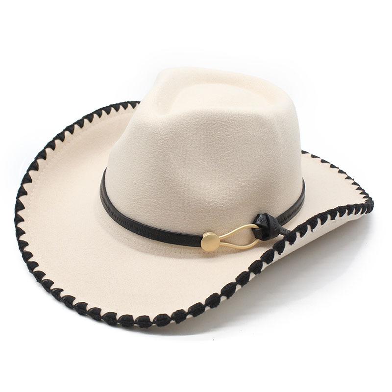 Wool Hat Hemmed Men'S And Women'S Jazz Top Hat Retro Western Cowboy Hat