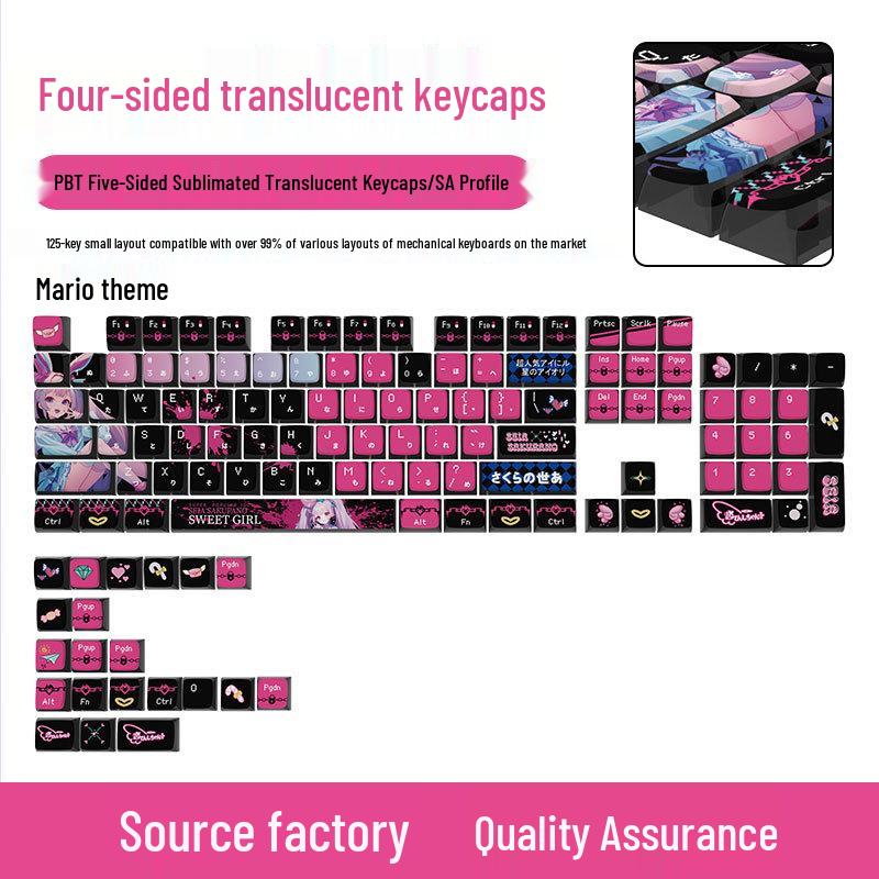 Four-Sided Translucent Color Keycaps for Customized Mechanical Keyboard