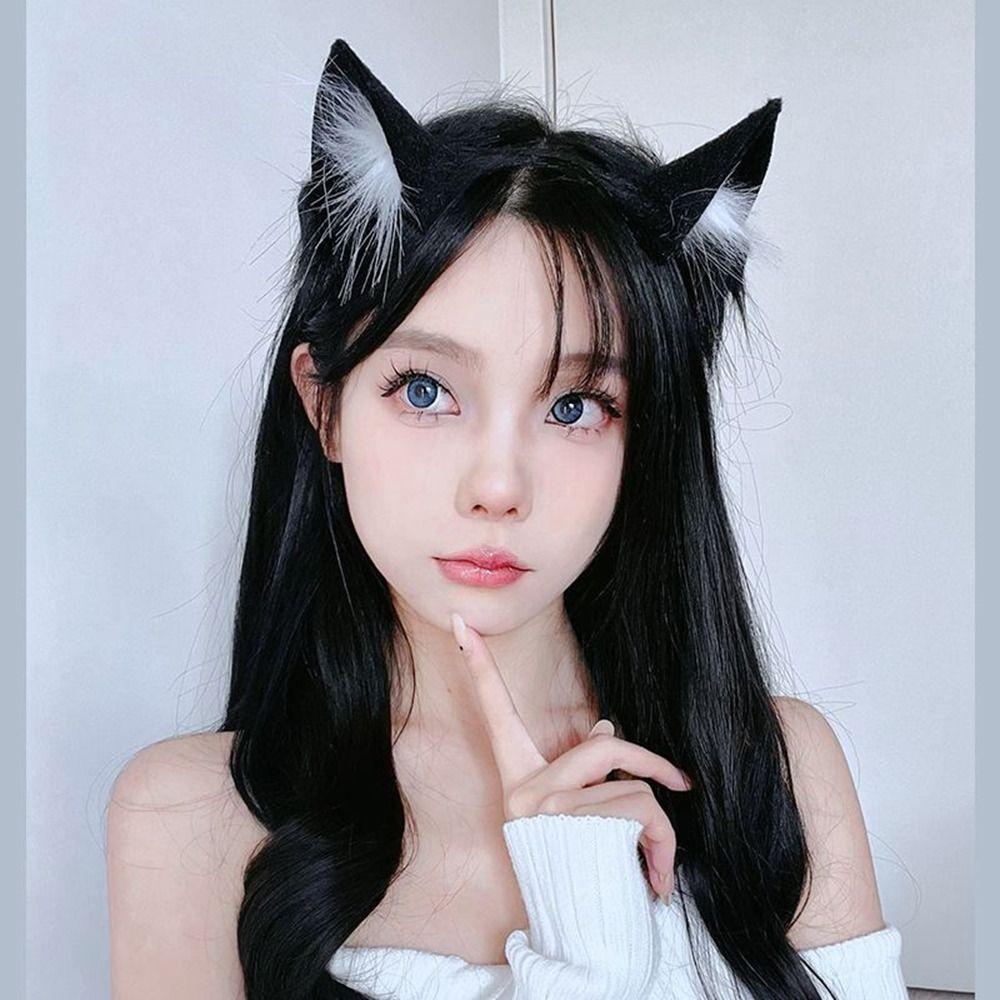 Animals Cosplay Headwear Lolita Plush Hair Band Sweet Cat Ears Headband  Female Hair Accessories