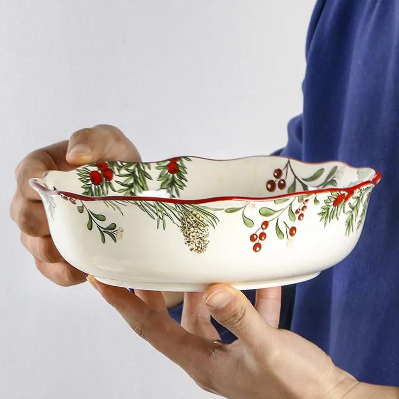 Fruchtschalen im amerikanischen Stil Heim Suppenschalen Irreguläre flache Schalen Kreative Keramik Tiefe Teller Unterglasurfarbige Schalen Können wiederverwendet werden