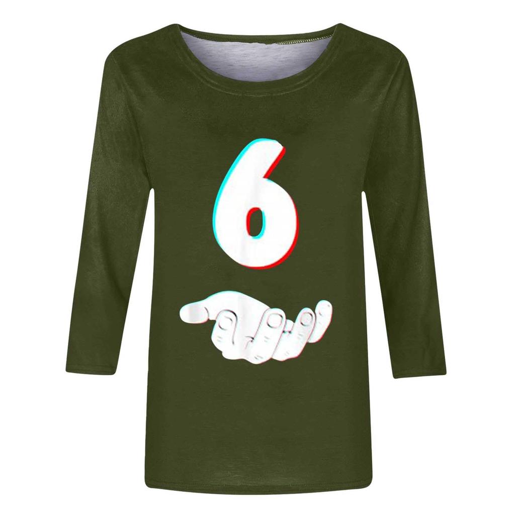 Women's Casual, Stylish, Sexy, Comfortable Round Neck Three-Quarter Sleeve Top