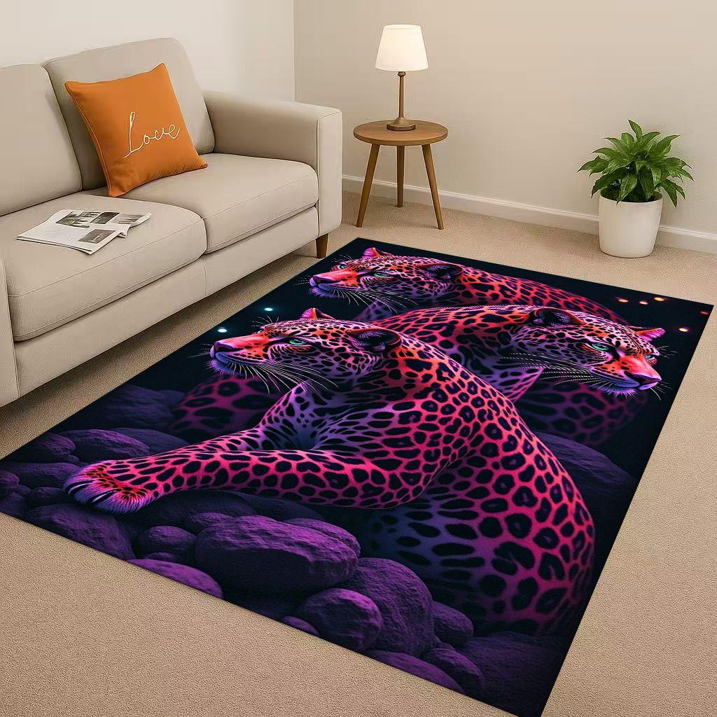 3D Cheetah Leopard Beast Living Room Non Slip Area Rug Soft Carpet for Bedroom Playroom and Sofa ,Easy Clean Home Decor Doormat